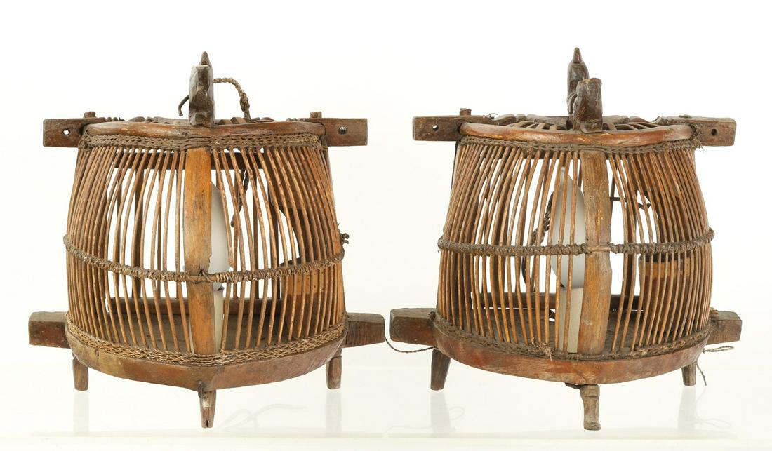PAIR OF CRICKET CAGES FITTED AS LANTERNS (1 of 17)