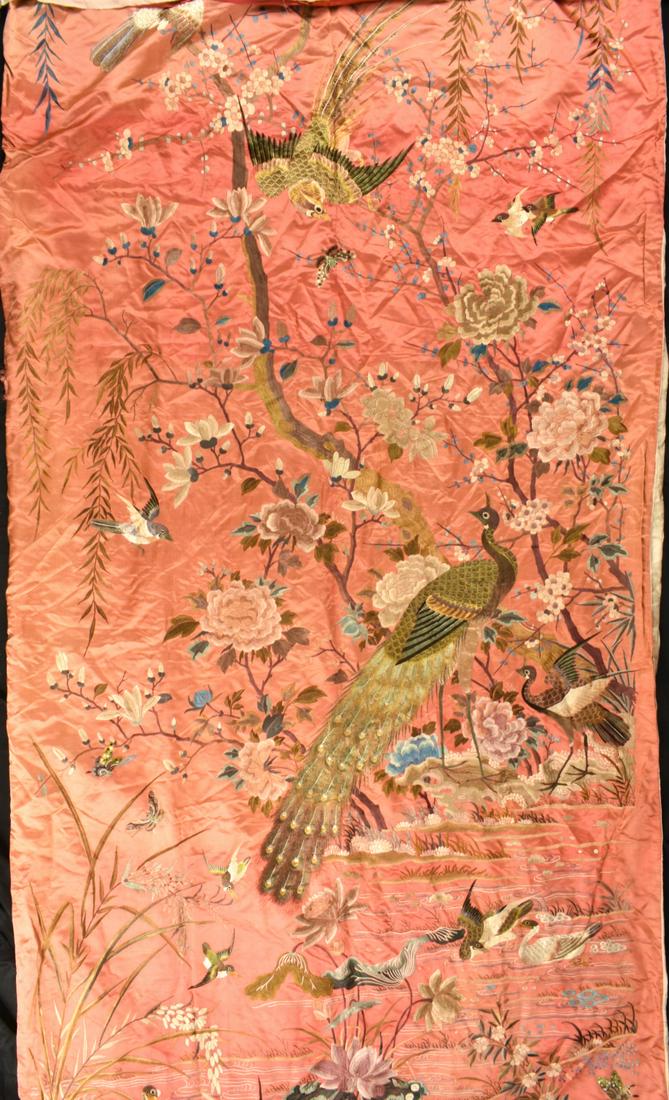 CHINESE AVIAN EMBROIDERED SILK WALL HANGING (1 of 11)