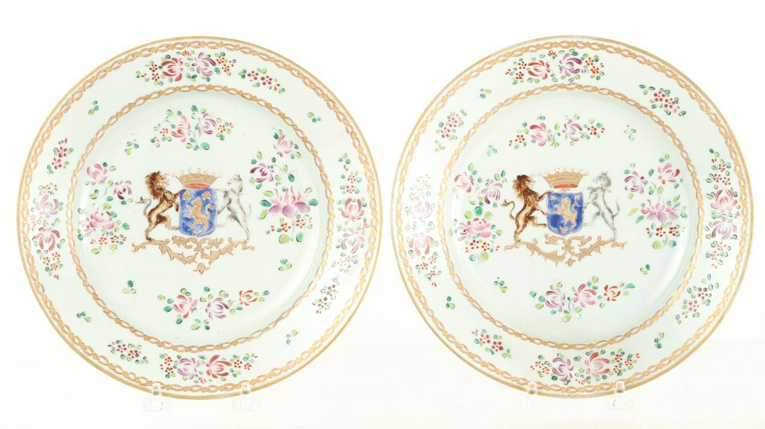 (2) ARMORIAL CHINESE EXPORT PORCELAIN PLATES (1 of 6)