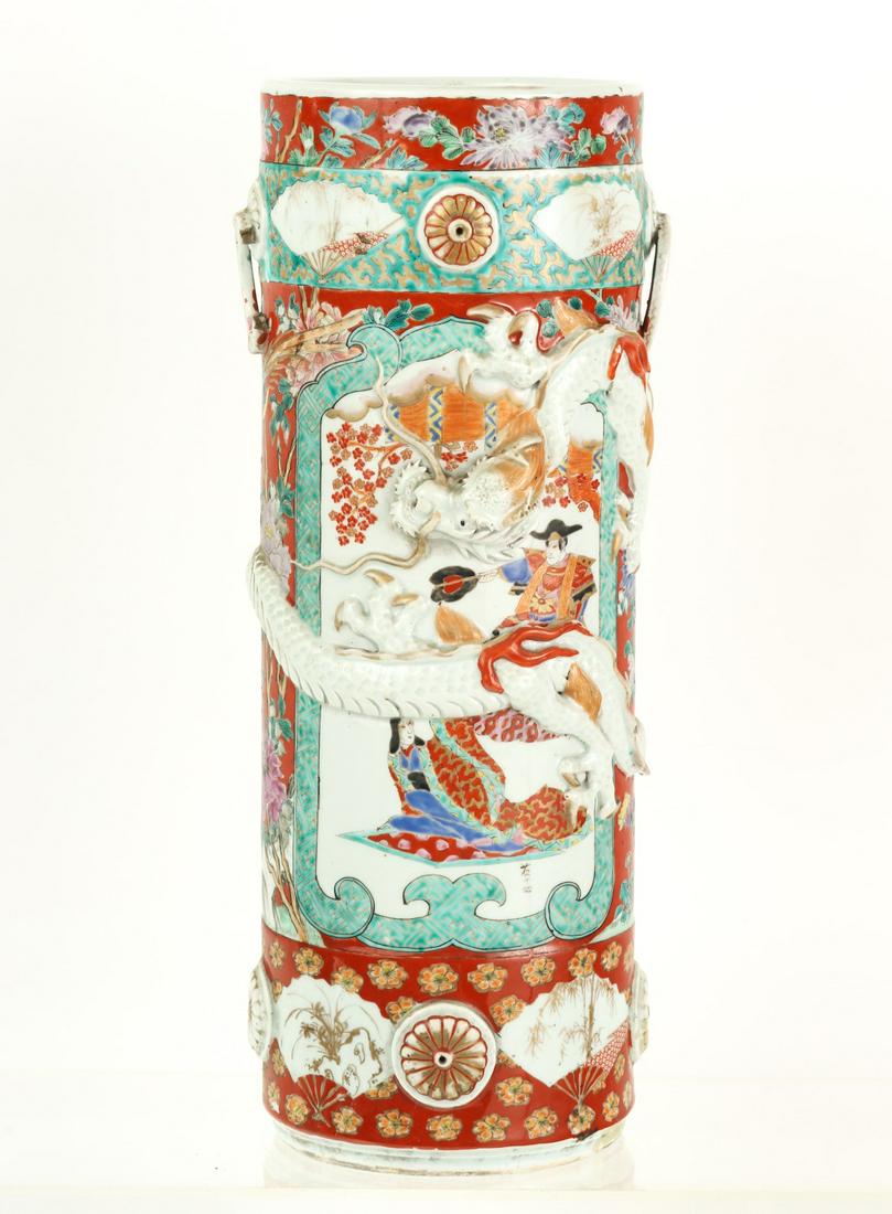 SIGNED (19th c) JAPANESE PORCELAIN UMBRELLA STAND (1 of 18)