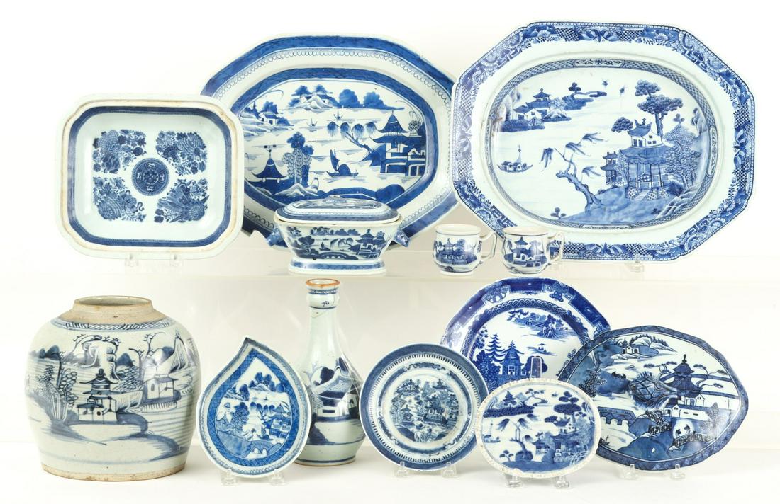 (14) PIECES OF BLUE & WHITE EXPORT PORCELAIN (1 of 16)