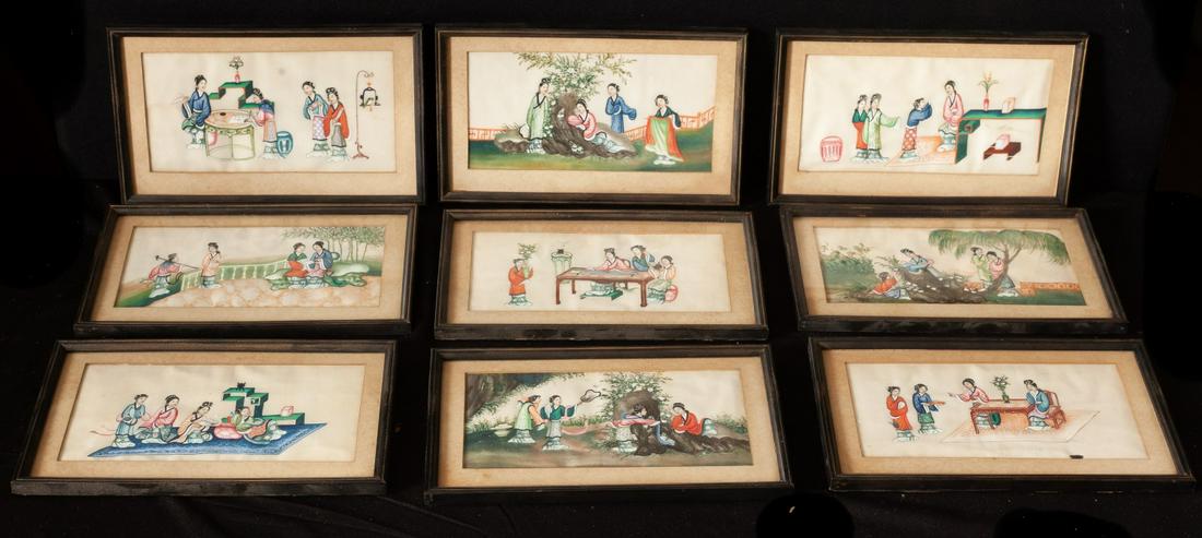 CHINESE SCHOOL (19th / 20th c) SUITE OF (9) WORKS (1 of 15)