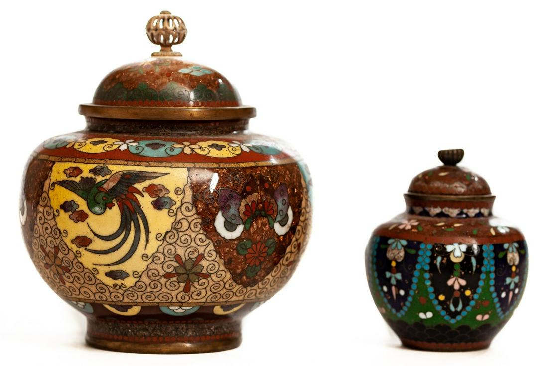 (2) 19TH C. JAPANESE CLOISONNE COVERED JARS (1 of 11)