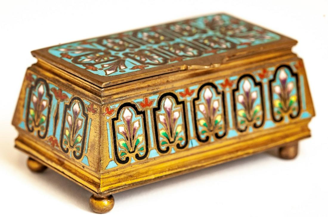 CLOISONNE BRASS ENAMEL STAMP BOX (1 of 7)
