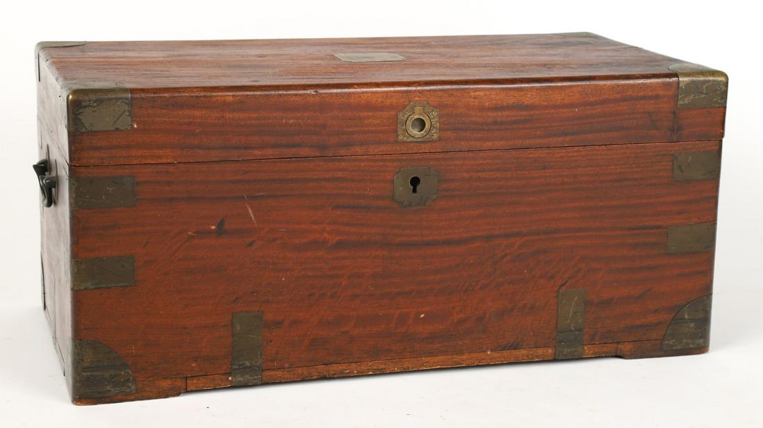 (19th c) CHINESE EXPORT BRASS BOUND CAMPHOR TRUNK (1 of 13)