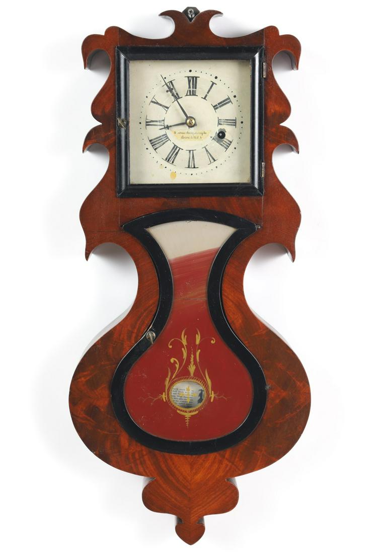 RARE (19th c)  J.C BROWN MAHOGANY ACORN WALL CLOCK (1 of 18)