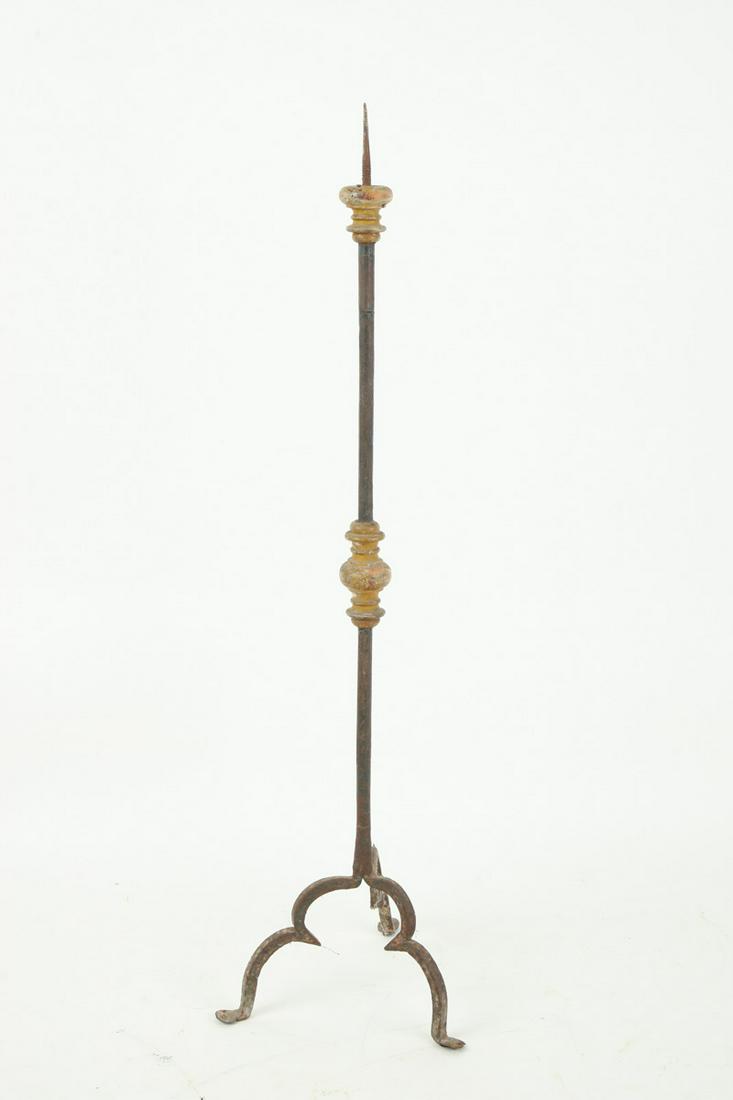 LARGE WROUGHT IRON FLOOR PRICKET CANDLESTICK (1 of 7)