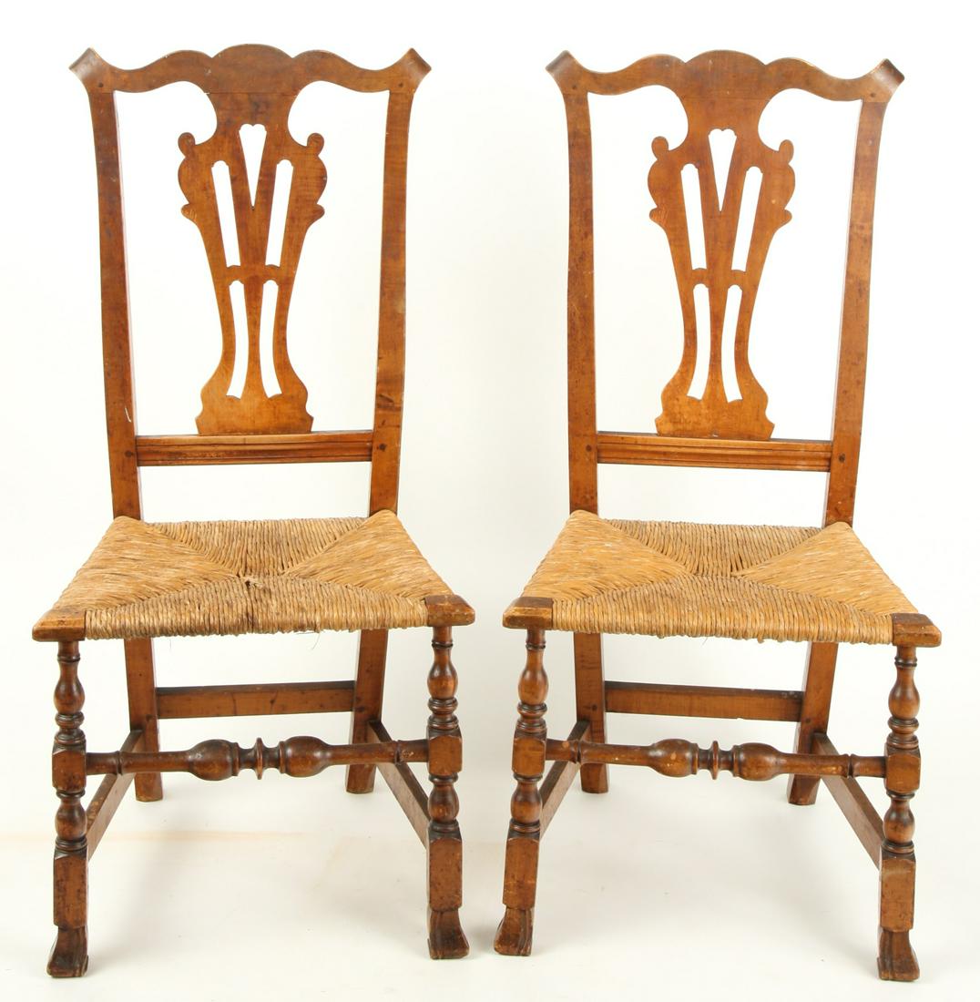 PAIR OF (18th c) TRANSITIONAL SIDE CHAIRS (1 of 17)