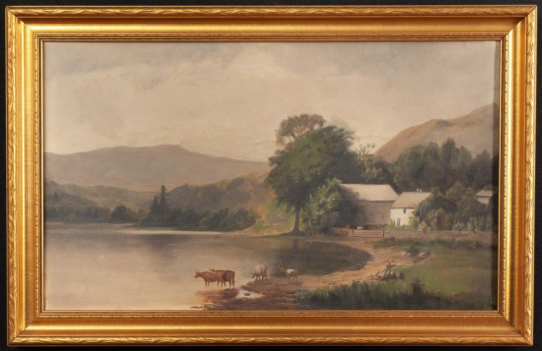 AMERICAN SCHOOL (19th c) "Watering the Cattle" (1 of 6)