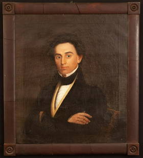 WILLIAM MATTHEW PRIOR (1806 - 1873): "Mr. Harry Cumpston from Nature" oil on canvas 35 x 31 inches (overall including . N.B. Most likely Harry Cumston, of the Cumston furniture making family of Saco Maine