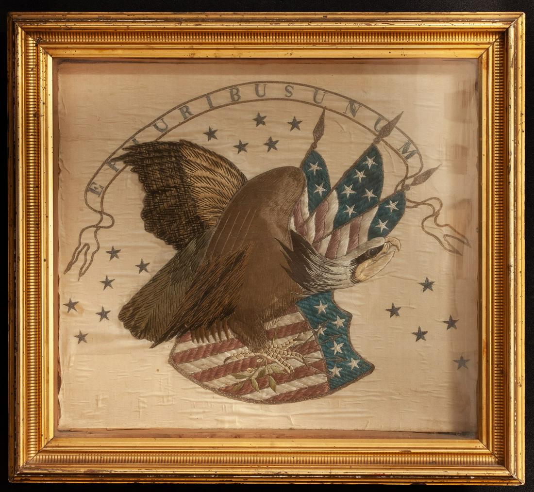 CHINESE EXPORT SILK EMBROIDERY of AMERICAN EAGLE (1 of 11)