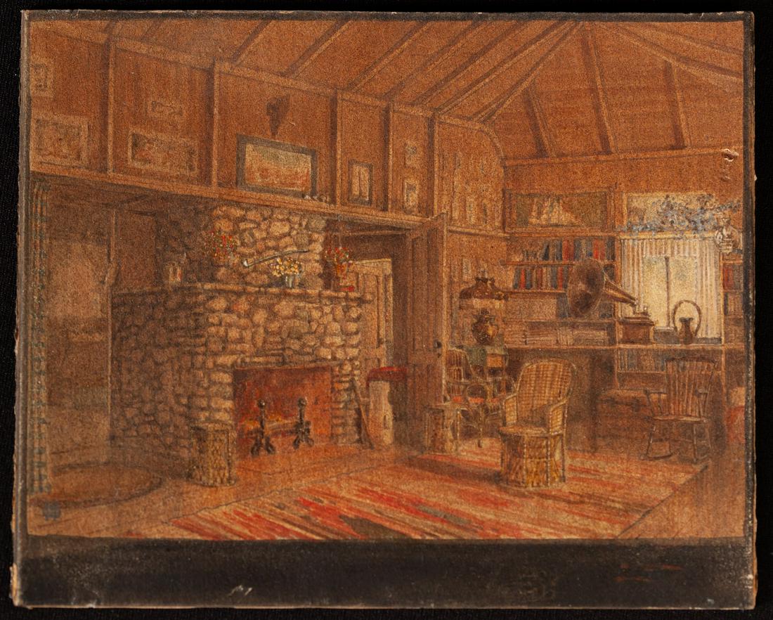 HIGHLY DETAILED WATERCOLOR OF A CABIN''S INTERIOR (1 of 5)