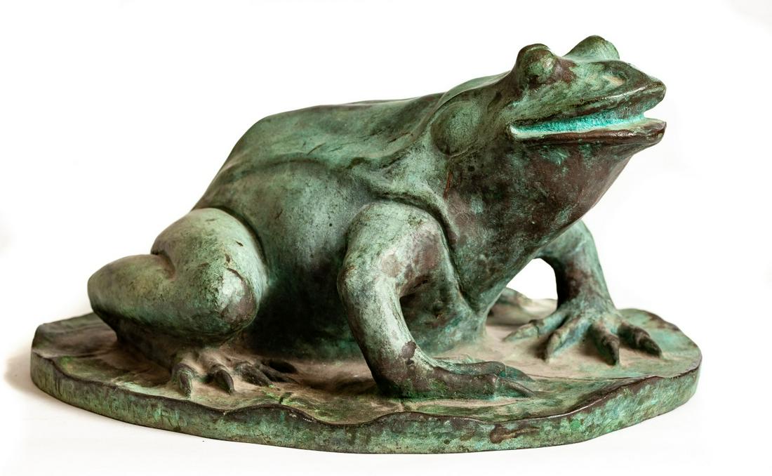 (Mid 20th c) BRONZE FROG ON LILY PAD (1 of 6)