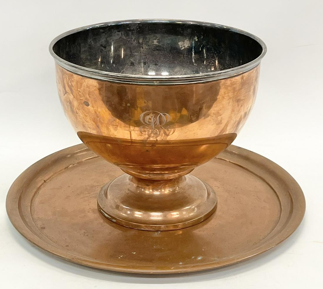 JOSEPH HEINRICHS COPPER & STERLING PUNCH BOWL (1 of 9)