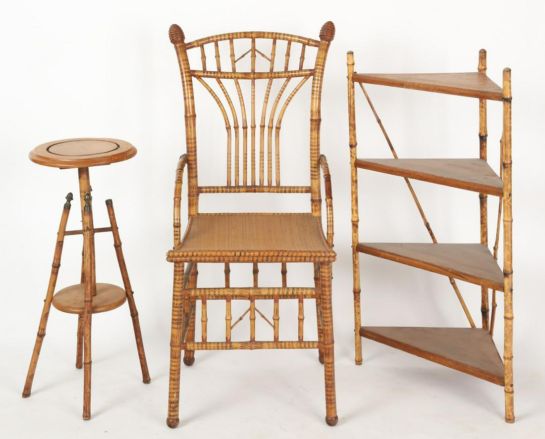 AESTHETIC MOVEMENT BAMBOO SIDE CHAIR & (2) OTHERS (1 of 15)