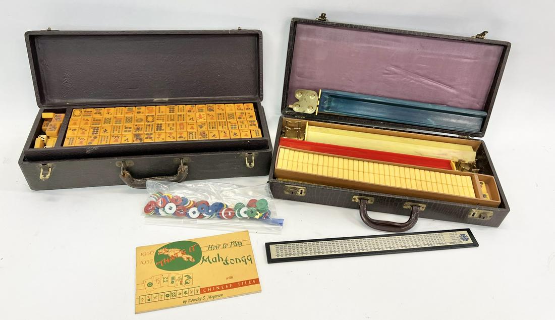 (2) MAHJONG SETS IN LEATHER CARRYING CASES (1 of 11)