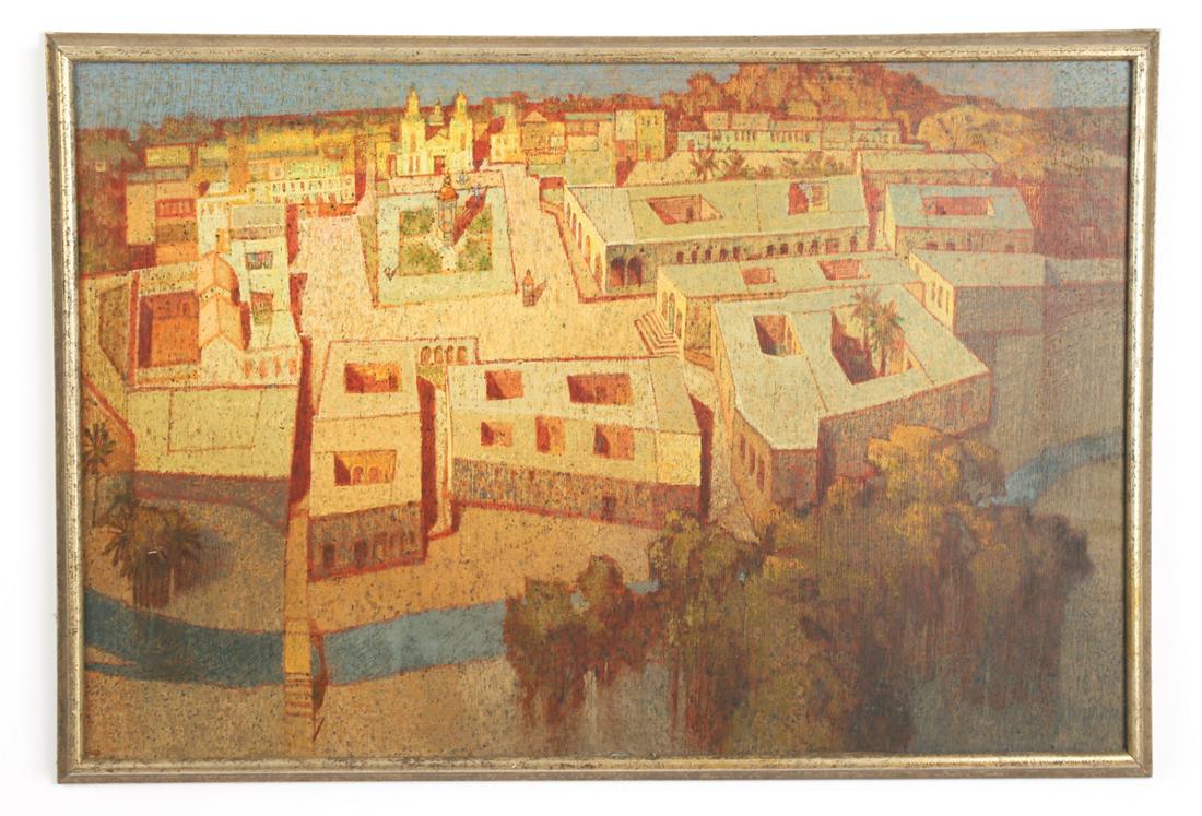 MARIO LARRINAGA (1895-1979): "20 Gardens" oil on Masonite. 25 3/4 x 37 1/2 inches (overall)