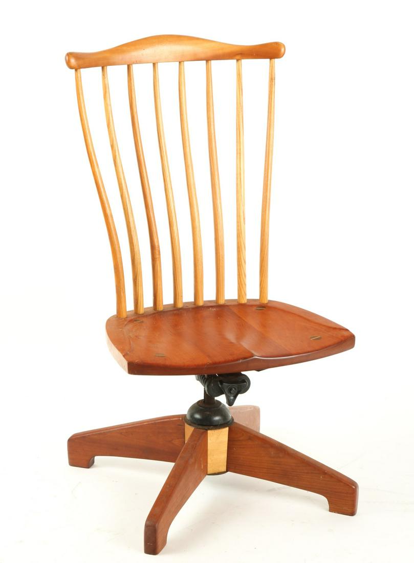 (Late 20th c) MODERNIST BENCH MADE SWIVEL CHAIR (1 of 11)