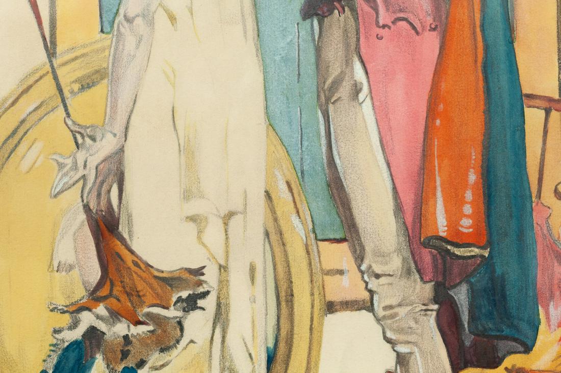 AFTER SAMUEL ABBOTT (Early 20th c) ILLUSTRATION: "The Gentleman" graphite and gouache 21 1/4 x 16 inches