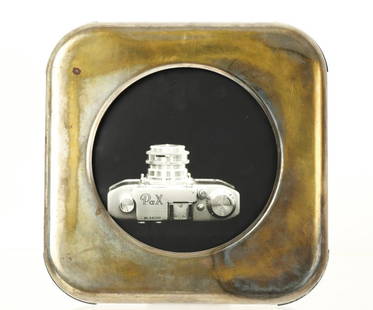 JEFFERSON HAYMAN CONTEMPORARY PHOTOGRAPH: Still life photograph of a PaX camera by contemporary New York photographer Jefferson Hayman. Silver plate over brass frame. 10 3/8 x 10 3/8 inches overall ; view measures 6 1/2 x 6 1/2 inches.