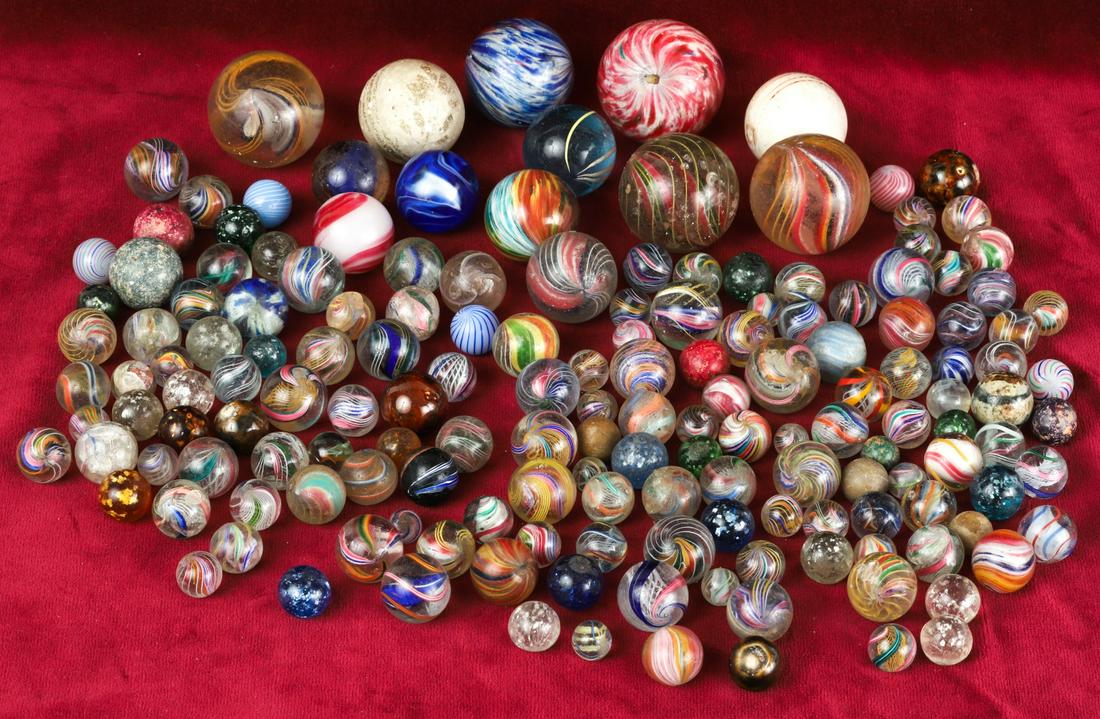 LARGE COLLECTION OF (19th c) SWIRLED MARBLES (1 of 20)