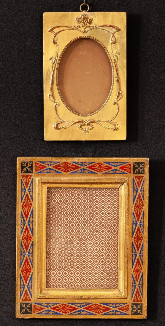(2) GILT ART NOUVEAU and FLORINTINE FRAMES: 10 1/2 x 8 5/8 inches and 8 1/2 x 5 1/2 inches