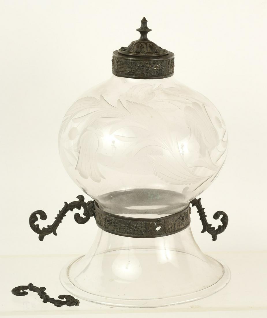 (19TH C.) ETCHED GLASS HANGING HALL LANTERN (1 of 11)