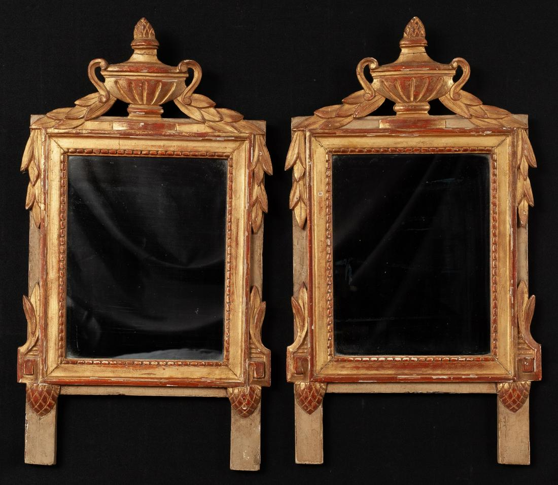 PAIR OF (19thc) CARVED & GILT CONTINENTAL MIRRORS (1 of 8)