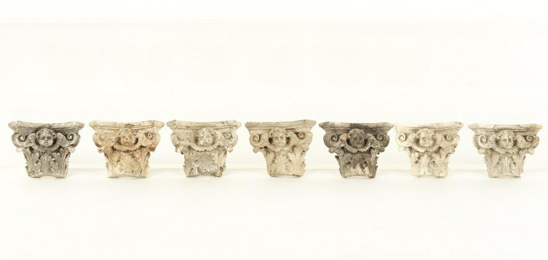 (7) ITALIAN PLASTER CAPITALS with WINGED CHERUB (1 of 11)