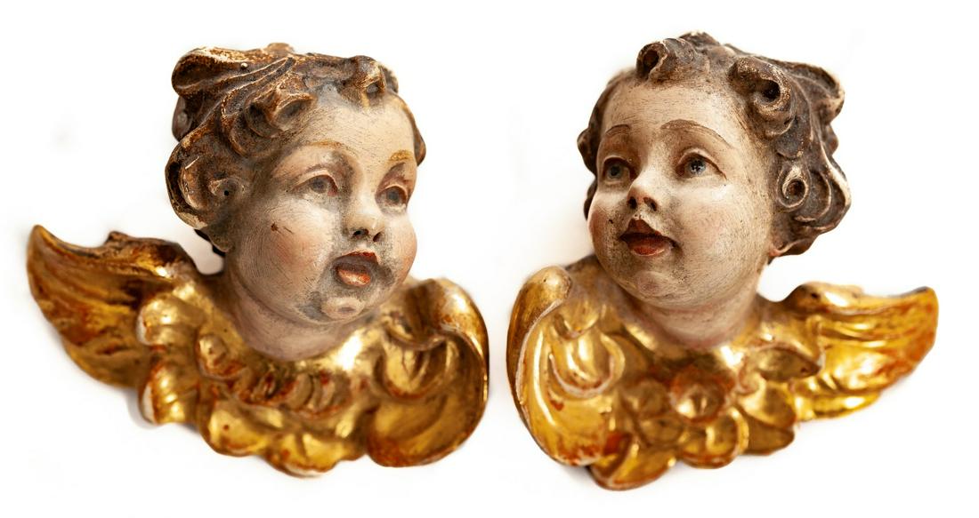 PAIR OF ITALIAN WINGED-CHERUB CARVINGS (1 of 7)