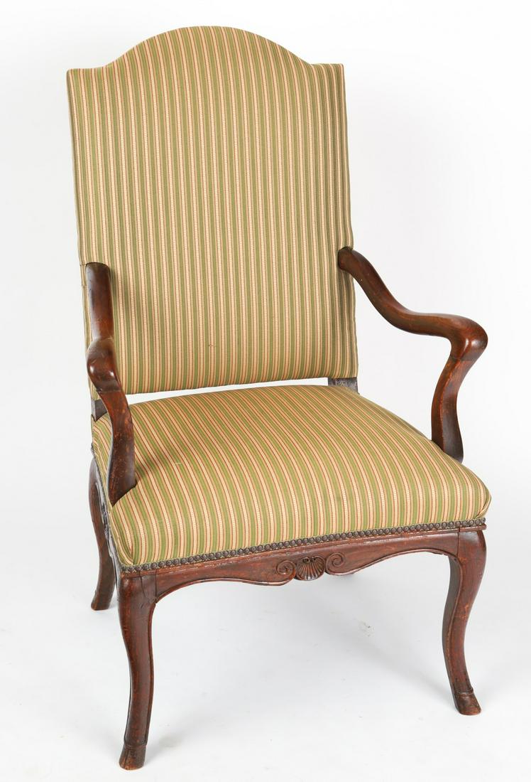 (19th c) FRENCH PROVINCIAL WALNUT ARM CHAIR (1 of 18)