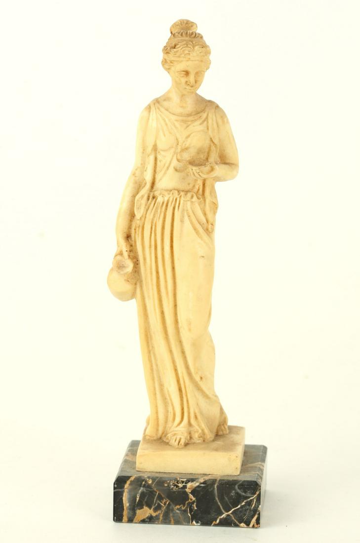AFTER BERTEL THORVALDSEN (1797-1838): "Hebe" signed Amilcare Santini (1910-1975), composition statuette mounted to a marble base. 6 1/2 inches. (overall)