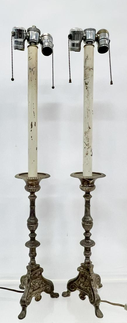 (17TH C. BAROQUE) STYLE SILVER PLATE TABLE LAMPS (1 of 6)