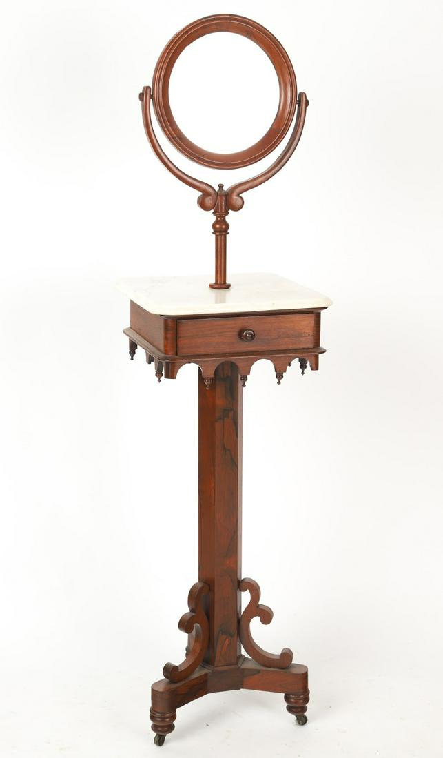 JW MEEKS LABELED  MARBLE TOP WALNUT SHAVING STAND (1 of 10)