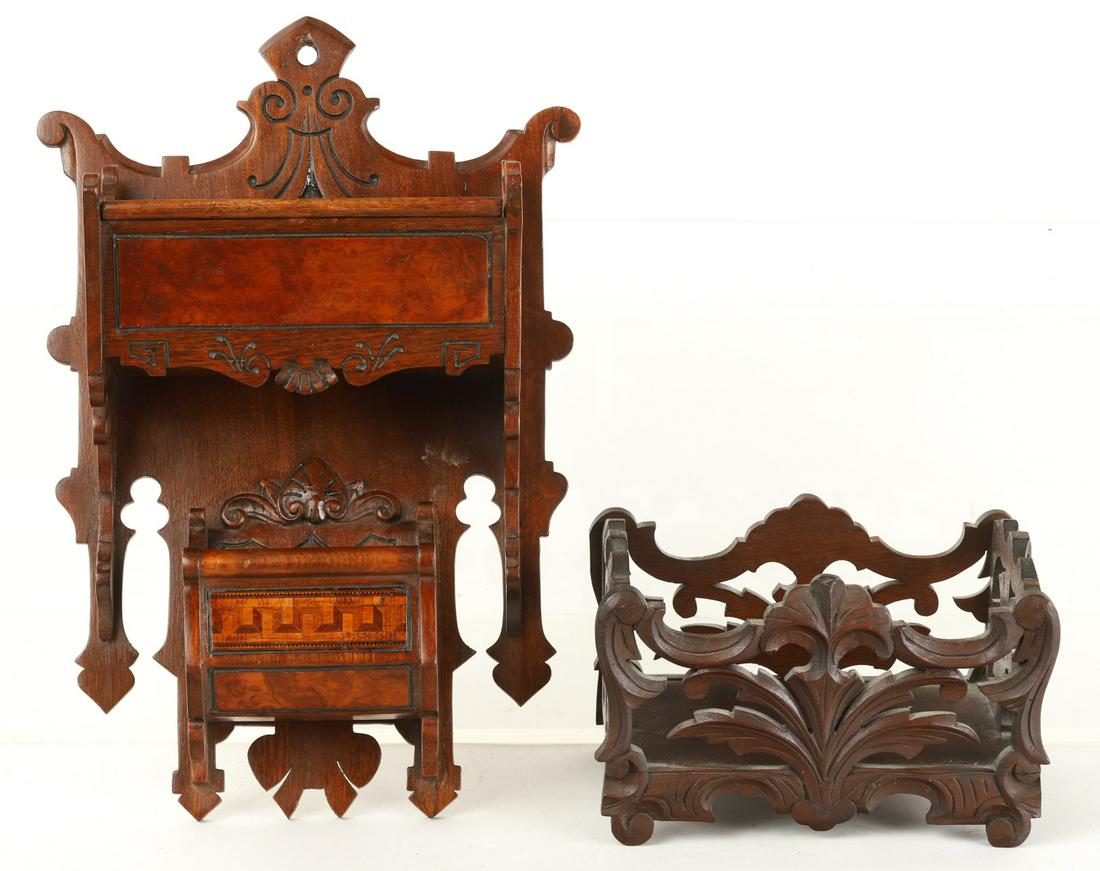 (19TH C.) CARVED BURL HANGING LETTER BOX (1 of 15)