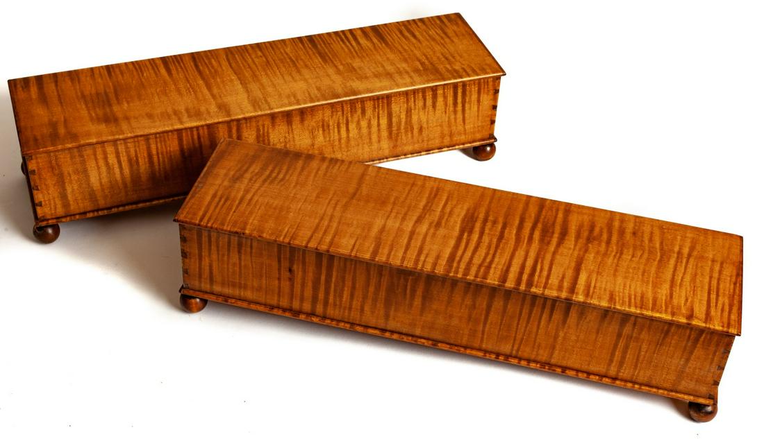PAIR OF TIGER MAPLE BOXES (1 of 7)