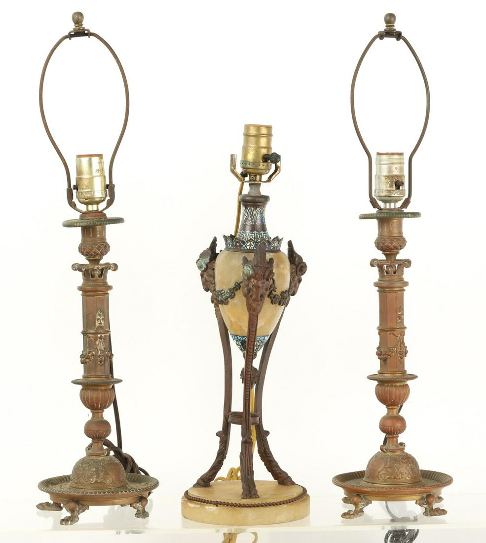 A PR OF BRONZE TABLE LAMPS & A SINGLE BRONZE LAMP (1 of 19)