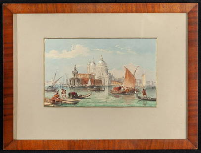 WILLIAM CALLOW (1812-1908): "Grand Canal Venice" watercolor 5 x 8 1/4 inches / 10 3/4 x 14 1/4 inches (overall). unsigned. Provenance: Collection of Prof. Gr Uff S.J. Freedberg , Fine Arts Harvard University, Fogg Art Museum, to