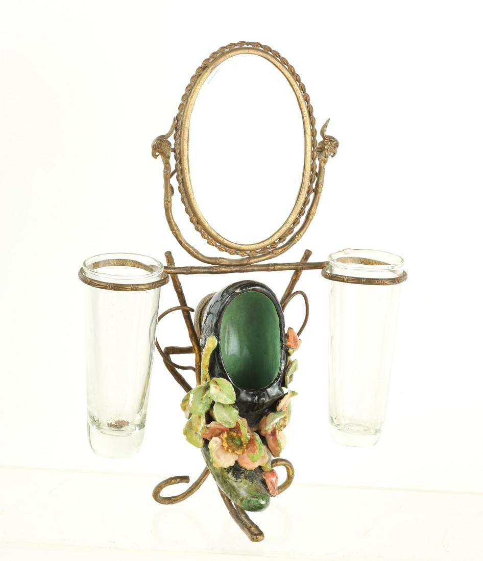 (19th c) MIRROR with FLOWER VASES (1 of 10)