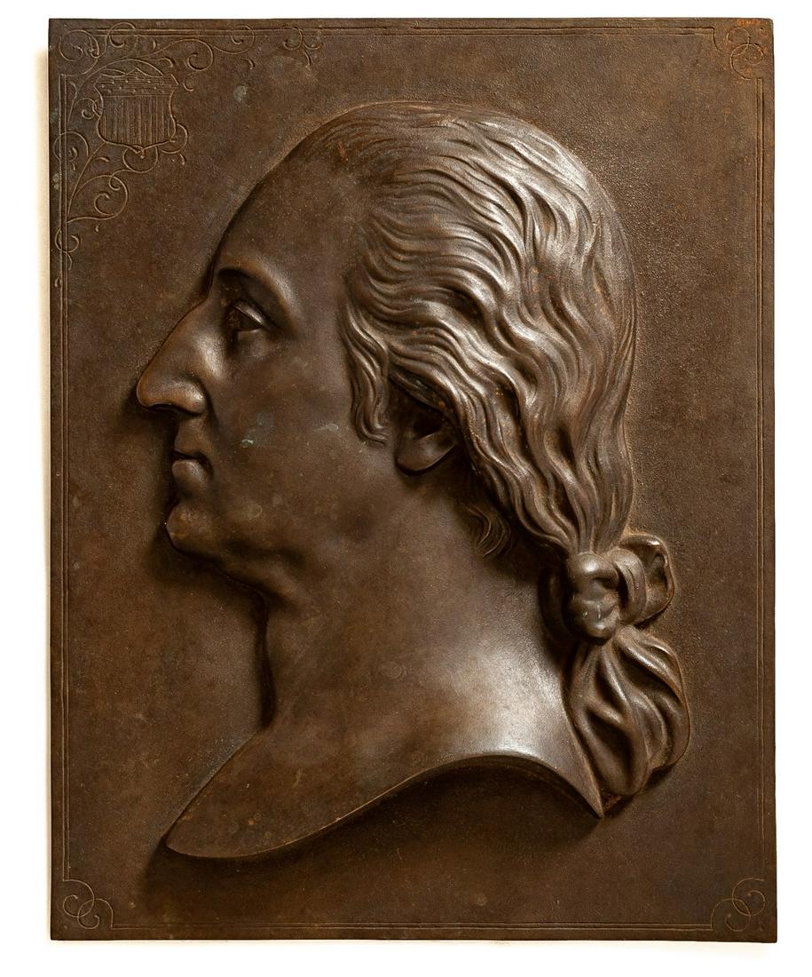 (19th c) BRONZE PLAQUE OF GEORGE WASHINGTON (1 of 8)