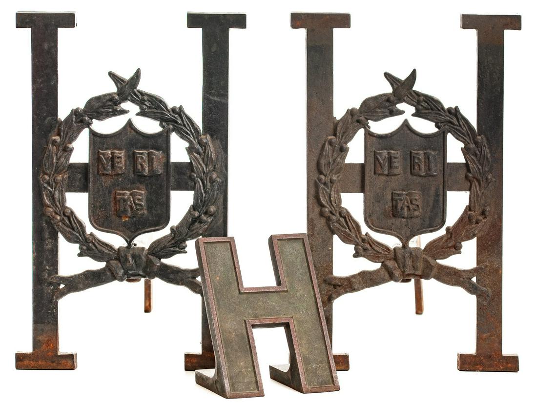 HARVARD UNIVERSITY CAST IRON ANDIRONS (1 of 7)