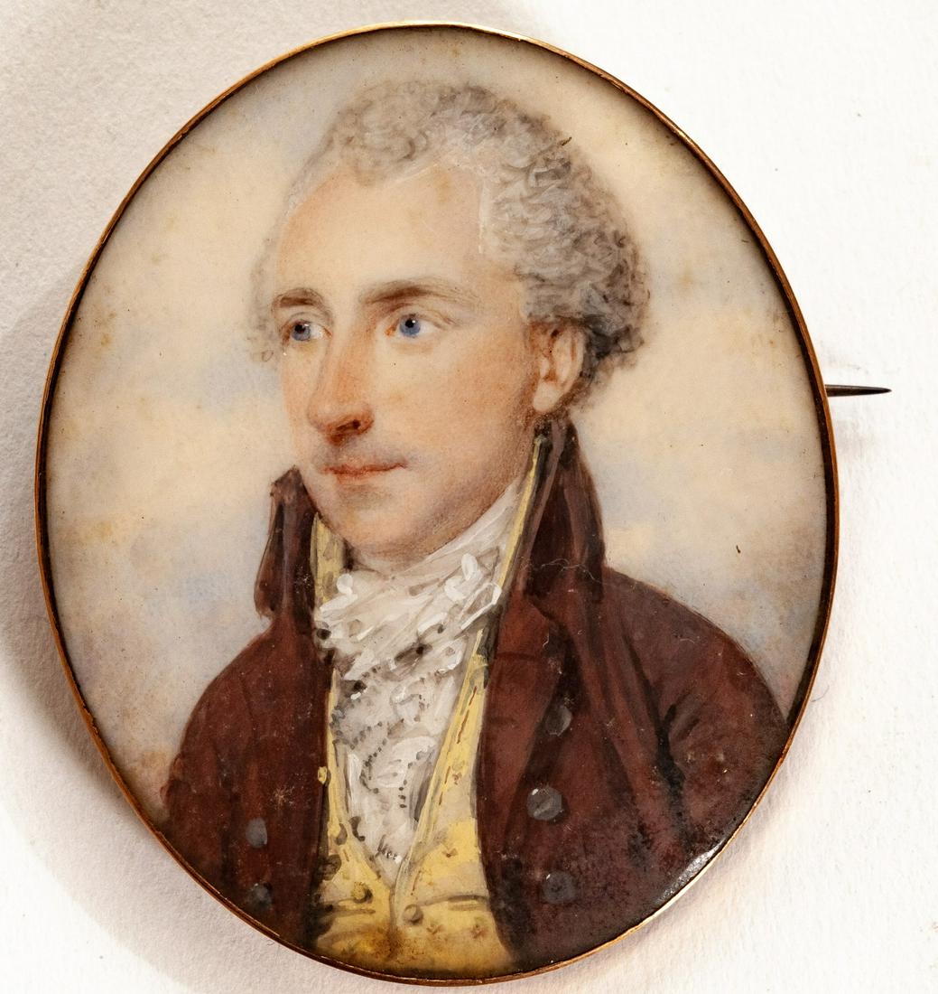 AMERICAN SCHOOL (18th c) Portrait Miniature PIN (1 of 4)