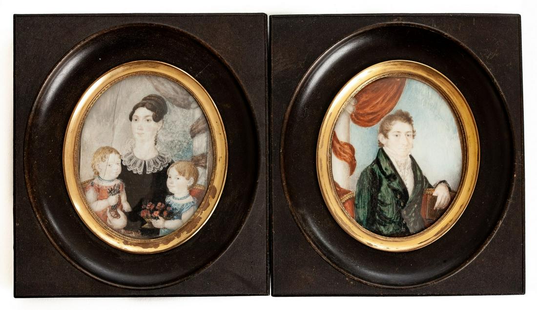 PAIR of (Early 19th c) PORTRAIT MINIATURES (1 of 8)