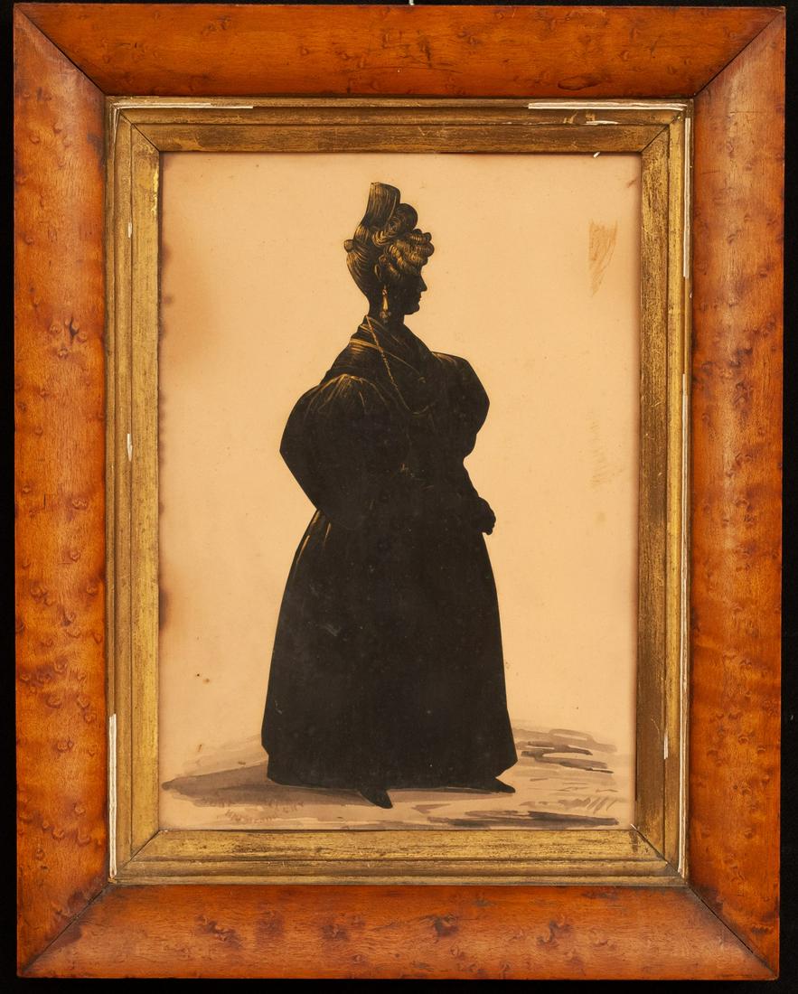 (19th c) FULL LENGTH CUT SILHOUETTE of a WOMAN (1 of 6)