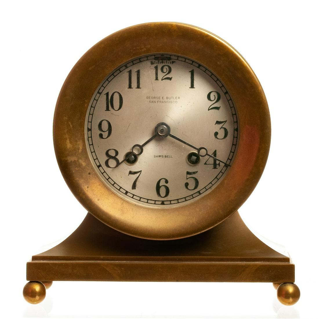 GEORGE E. BUTLER BRASS SHIP'S BELL CLOCK (1 of 5)