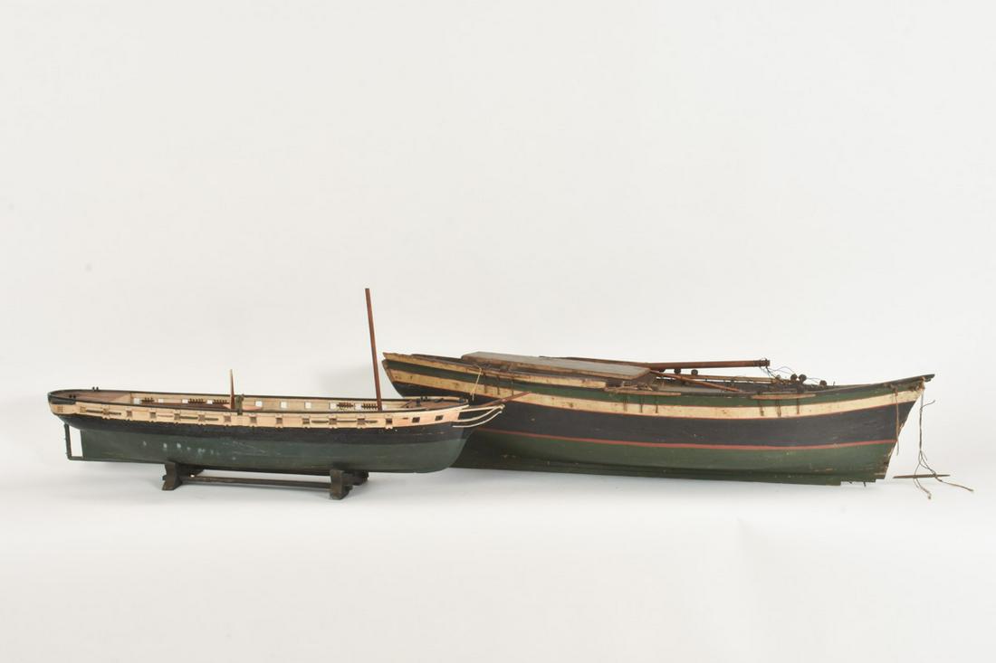 TWO (19th c) WOODEN BOAT MODELS (1 of 20)