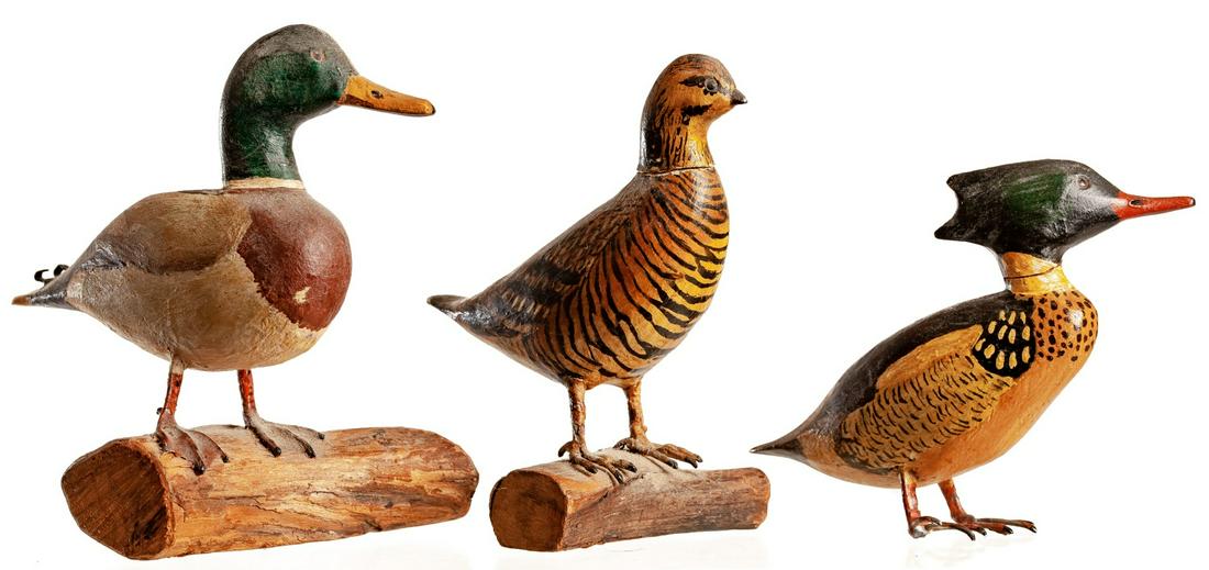 (3) MINIATURE CARVED and PAINTED BIRDS (1 of 4)
