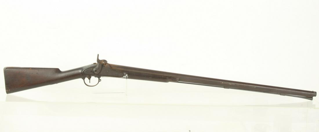 SPRINGFIELD 1848 CIVIL WAR MODEL 1842 RIFLE: Percussion cap smooth bore rifle, barrel length is 35 7/8 inches; lock is marked "Springfield 1848" and an eagle over U.S. The tang is marked "1848", barrel side is marked "V P", 50 1/2 inches.