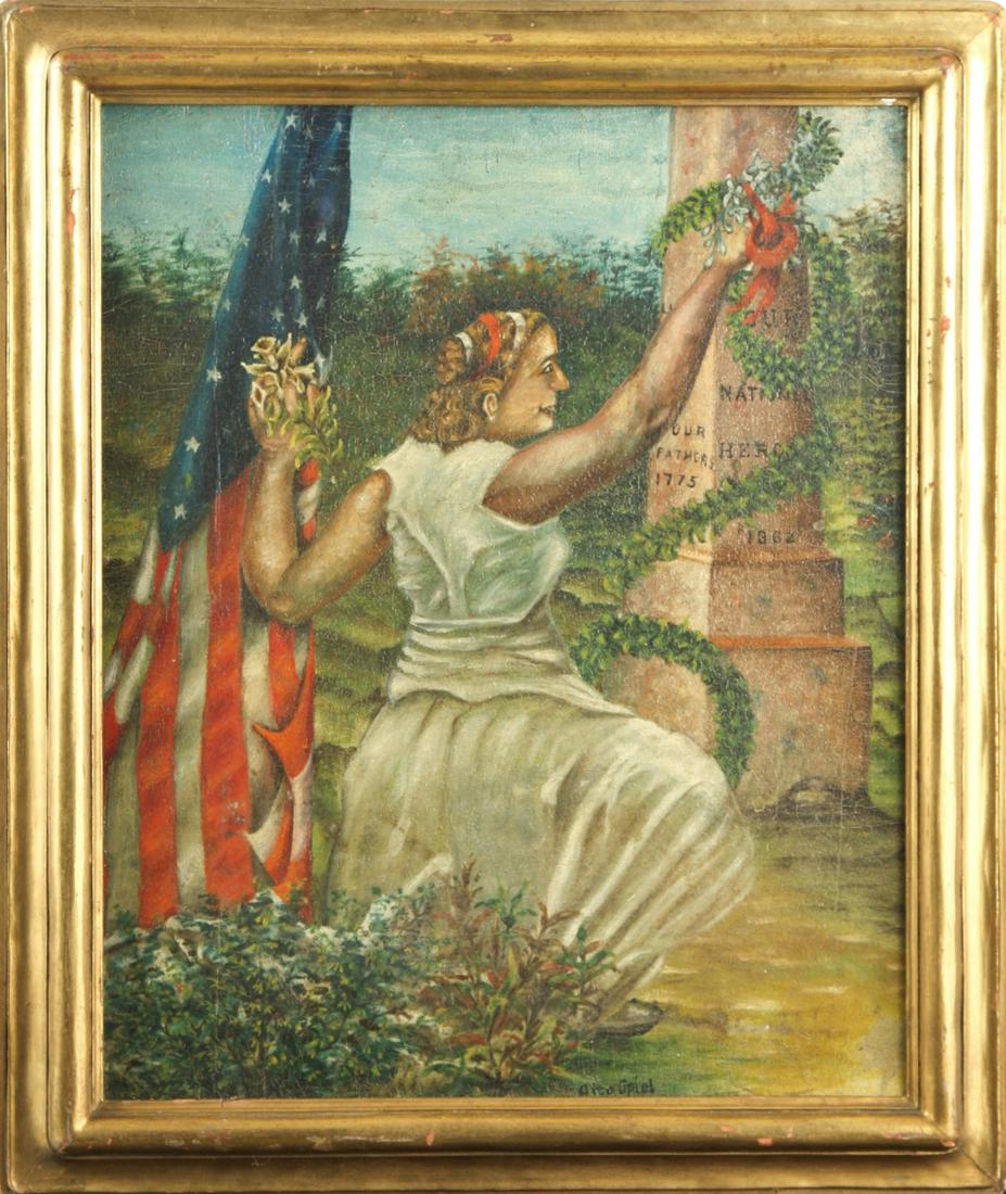 (19th c) AMERICAN CIVIL WAR FOLK ART PAINTING (1 of 10)