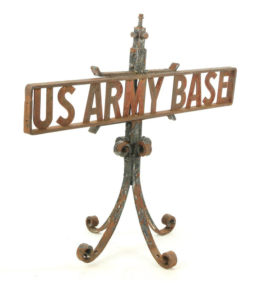 FORT BANKS CAST IRON "U.S. ARMY BASE" SIGN (1 of 15)